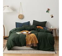 AMWAN - Set di biancheria da letto in 100% jersey di cotone lavorato a maglia, colore verde scuro, per letto king size, morbido, lussuoso, in cotone, stile semplice, verde tinta unita, con 2 federe