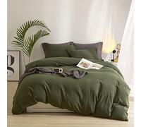AMWAN Set di biancheria da letto king size, 3 pezzi, copripiumino moderno e morbido, con 2 federe, 264 x 228 cm, colore: verde militare