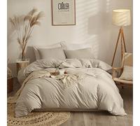 AMWAN - Set di biancheria da letto moderno in morbido cotone lavato, 3 pezzi, stile semplice, 1 copripiumino in cotone con 2 federe, senza piumino