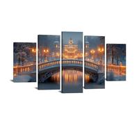 AMXBZC 5 pezzi Quadri Moderno Piante Bellissimo albero invernale Soggiorno Decorazioni,Camera da Letto Bagno,Cucina Ufficio,Sala da Pranzo Bar Quadri(Dorato)-55x100cm Incorniciato