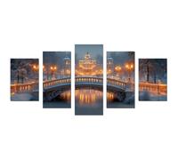 AMXBZC 5 pezzi Quadri Moderno Piante Bellissimo albero invernale Soggiorno Decorazioni,Camera da Letto Bagno,Cucina Ufficio,Sala da Pranzo Bar Quadri(Dorato)-60x125cm Non incorniciato