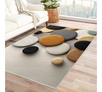 AMXBZC Contemporaneo Moderno Astratta Area Interna del Tappeto Tappeto rotondo astratto Bohémien, Vintage Facile, Soggiorno, ufficio, sala da pranzo, bagno(beige)-210x300cm