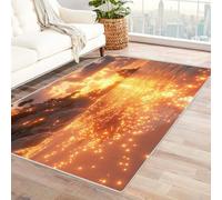AMXBZC Contemporaneo Moderno Astratto Tappeto Paesaggio della spiaggia dorata di notte Vintage, Bohémien, Soggiorno ufficio, sala da pranzo, bagno, Facile da Pulire Tappeti(Dorato)-120x180cm