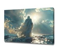 AMXBZC Quadri Gesù, Oceano di Gesù Pittura Murale Su Tela Pittura Poster Stampe D'epoca Immagini di Arte Della Parete Soggiorno Camera da Letto Ufficio - 70x110cm Intelaiato