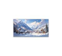 AMXBZC Quadri Moderno Piante Cabina invernale sull'albero di montagna Poster Soggiorno -Quadro Camera Da Letto, Cucina Sala Da Pranzo Bagno e Ufficio Stampe su tela(bianco)-50x100cm Non incorniciato