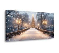 AMXBZC Quadri Moderno Piante Immagini dell'albero Natale invernale Soggiorno Decorazioni,Camera da Letto Bagno,Cucina Ufficio,Sala da Pranzo Bar Quadri(nero)-60x120cm Incorniciato