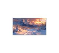 AMXBZC Quadri Moderno Piante Inverno, Foresta, Alberi, Montagne Poster Soggiorno -Quadro Camera Da Letto, Cucina Sala Da Pranzo Bagno e Ufficio Stampe su tela(arancia)-40x80cm Non incorniciato