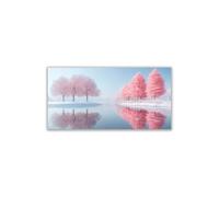 AMXBZC Quadri Moderno Piante Inverno Lakeside Albero Della Vita Soggiorno Decorazioni,Camera da Letto Bagno,Cucina Ufficio,Sala da Pranzo Bar Quadri(Rosa)-70x140cm Non incorniciato