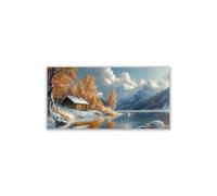 AMXBZC Quadri Moderno Piante Neve montagna albero cabina Poster Soggiorno -Quadro Camera Da Letto, Cucina Sala Da Pranzo Bagno e Ufficio Stampe su tela(bianco)-20x40cm Non incorniciato