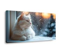 AMXBZC Quadri Moderno Piante Simpatico scenario animale in inverno Poster Soggiorno -Quadro Camera Da Letto, Cucina Sala Da Pranzo Bagno e Ufficio Stampe su tela(bianco)-20x40cm Incorniciato