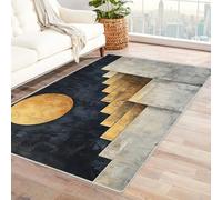 AMXBZC Tappeto moderno a pelo corto Astratto Città Tramonto per soggiorno e camera da letto, Pranzo Contemporaneo Morbido Antiscivolo Lavabile in Lavatrice(Beige)-180x240cm