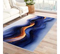 AMXBZC Tappeto moderno a pelo corto Modello inchiostro astratto moderno Motivo Astratto Soggiorno Pelo Corto Design,Camera da Letto Cameretta Ufficio Salotto Tappeti(Blu 12)-120x150cm
