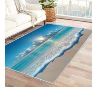 AMXBZC Tappeto Pavimento Moderno Salotto Tappeto naturale per paesaggi da spiaggia Gamer Bambini,Ragazzo Ragazzi Camera da Letto Pelo Corto Lavabile Antiscivolo Morbido Tappeti(blu)-90x150cm