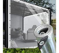AMXFS Telone di Copertura Trasparente 2,5 x 8 m in PVC Con Occhielli da 0,35 mm, Impermeabile, Multiuso, 400 g/m²