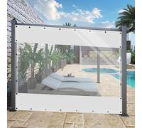 AMXFS Telone di copertura trasparente con occhielli, impermeabile, 0,55 mm, in PVC, 530 g/m², resistente alle intemperie, per gazebo, balcone, mobili da giardino, 2 x 3,4 m