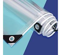 AMXFS Telone trasparente con occhielli, impermeabile, trasparente, in PVC, trasparente, parapioggia, per campeggio, tettoia