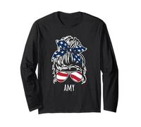Amy - Chignon per capelli con nastro USA e occhiali da sole Maglia a Manica