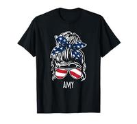 Amy - Chignon per capelli con nastro USA e occhiali da sole Maglietta