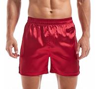 Amy Coulee Boxer da notte da uomo in raso, Colore: rosso, XL