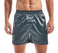 Amy Coulee Boxer da notte da uomo in raso, grigio scuro, L