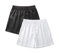 Amy Coulee Boxer da notte da uomo in raso, nero/bianco., M