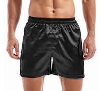 Amy Coulee Boxer da notte da uomo in raso, Nero , XL