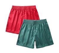 Amy Coulee Boxer da notte da uomo in raso, rosso/verde, M