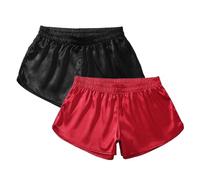 Amy Coulee Boxer da uomo in raso, Nero/rosso, L