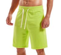 Amy Coulee - Pantaloncini da ginnastica da uomo, in morbido cotone elasticizzato Verde fluo XL