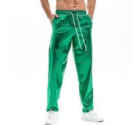 Amy Coulee Pantaloni da discoteca lucidi da uomo, metallizzati, con tasche, Verde, M