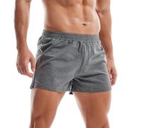Amy Coulee Pantaloni da notte corti da uomo in cotone 3", pantaloncini da notte leggeri da uomo, con spacchi laterali, grigio scuro, M