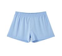 Amy Coulee Pantaloni da notte corti da uomo in cotone 3", pantaloncini da notte leggeri da uomo, con spacchi laterali, Azzurro, M