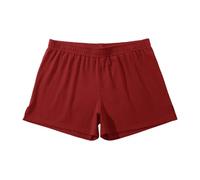 Amy Coulee Pantaloni da notte corti da uomo in cotone 3", pantaloncini da notte leggeri da uomo, con spacchi laterali, vinaccia, XXL