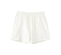Amy Coulee Pantaloni da notte corti da uomo, in cotone, 4", leggeri, pantaloni corti da pigiama con tasche, bianco, M