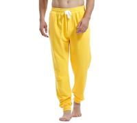 Amy Coulee Pantaloni sportivi da uomo, in cotone, con tasche, Giallo, M