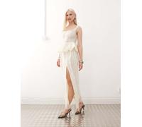 Amy Lynn - Calla - Gonna lunga avorio testurizzato con spacco laterale in coordinato-Bianco 46