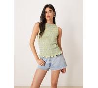 Amy Lynn - Cher - Top arricciato giallo e blu a quadri-Multicolore 46