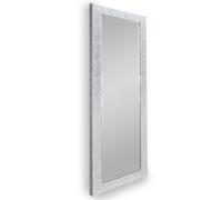 AMY SPECCHIO DA PARETE CON CORNICE DECORATA IN VETRO CON GANCI X INSTALLAZIONE ORIZZONTALE E VERTICALE BIANCO E CROMO 70CM