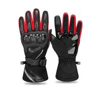 AMYALIN Guanti Moto Ciclismo Guanti Da Moto Antivento Antipioggia Caldi Anticaduta Riflettenti Per Tutte Le Dita(rosso,XL)