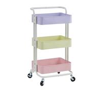 AMYSTY Carrello Cucina Spostamento Multiuso Carrello Portaoggetti con Ruote A 3 Livelli for Ufficio, Casa, Cucina Carrellino Portaoggetti Esterno(Purple+Yellow+Pink)