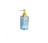 AMYSTY Dispenser Sapone Ricaricabile Distributore di Sapone Semplice in Vetro Manuale con Pompa da Banco Ricaricabile Dosatore Liquido(Blue)