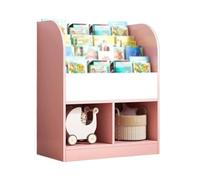 AMYSTY Libreria Scaffale per Libri Libreria A 4 Livelli Con 2 Scaffali Per Libri Illustrati Semplici Per La Casa, Il Soggiorno, Camera Da Letto Dormitorio Salvaspazio(Pink)