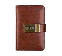 AMYSTY Quaderno Appunti Diario Di Moda A7 In Pelle Con Serratura A Combinazione Diario Retrò Europeo Squisito Regalo Taccuino Per Lavoro(A-BROWN)