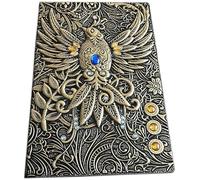 AMYSTY Quaderno Appunti Quaderno A5, Quaderno retrò Europeo in Rilievo, Libro delle Ombre delle Streghe Nota Magica Dell'uccello Non Morto, Diario in Pelle Tridimensionale Taccuino per Lavoro(A)