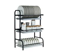 AMYSTY Scolapiatti da Appoggio Colapiatti Scolapiatti A 3 Ripiani In Acciaio Inox Con Porta Utensili, Coltelli E Taglieri Scola Piatti Interno(With no holder)