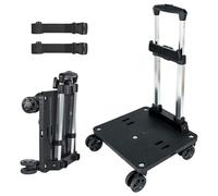 Amythe Carrello Zaino Scuola, 5 Ruote Trolley Pieghevole con 2 Cinghie di Fissaggio, Carrellino Porta Zaini e Bagagli da Viaggio, Regolabile in Altezza Universale Nero