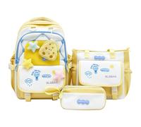 Amythe Set zaino scuola ragazza 3 pezzi 2025 zaino scuola 3-7° classe con borsa a tracolla astuccio per scuola scuola viaggi borsa scuola casual 8131, giallo.