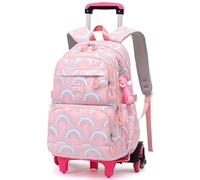 Amythe Zaino Bambina Scuola Elementare con Trolley, 6 Ruote Rosa
