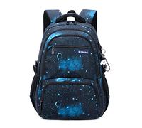 Amythe Zaino per Ragazzi Zaino Scuola Elementare e Media, Zaini Impermeabile dal Design Ergonomico, Zainetto Casual Bambini Buono per La Scuola e i Viaggi(Blu Cielo Stellato