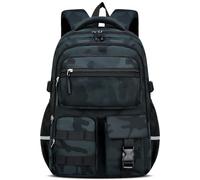 Amythe Zaino Scuola Elementare Bambino, Zaini Traspirante per Bambini dalla Prima alla Quinta Elementari, Zaino Ragazzo in tessuto Oxford Impermeabile per la Scuola, i Viaggi, Verde